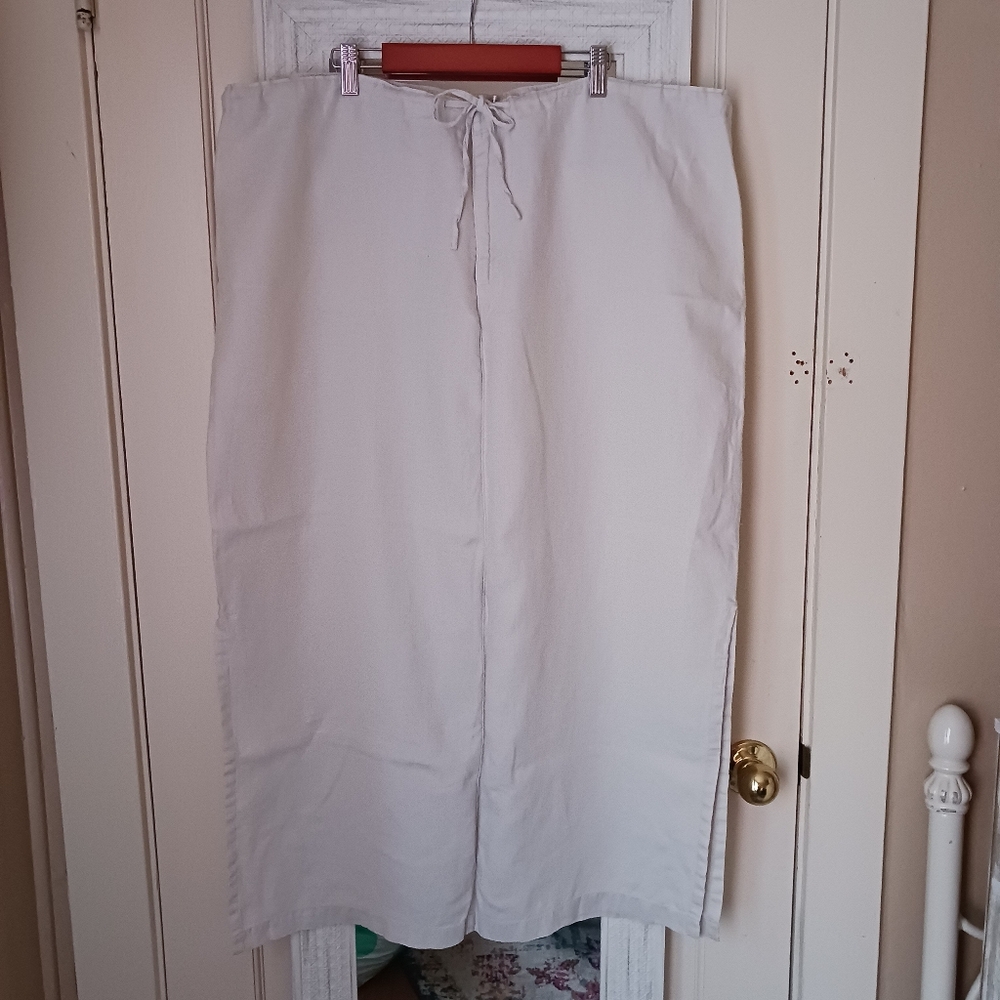 Linen Maxi Skirt with Drawstring